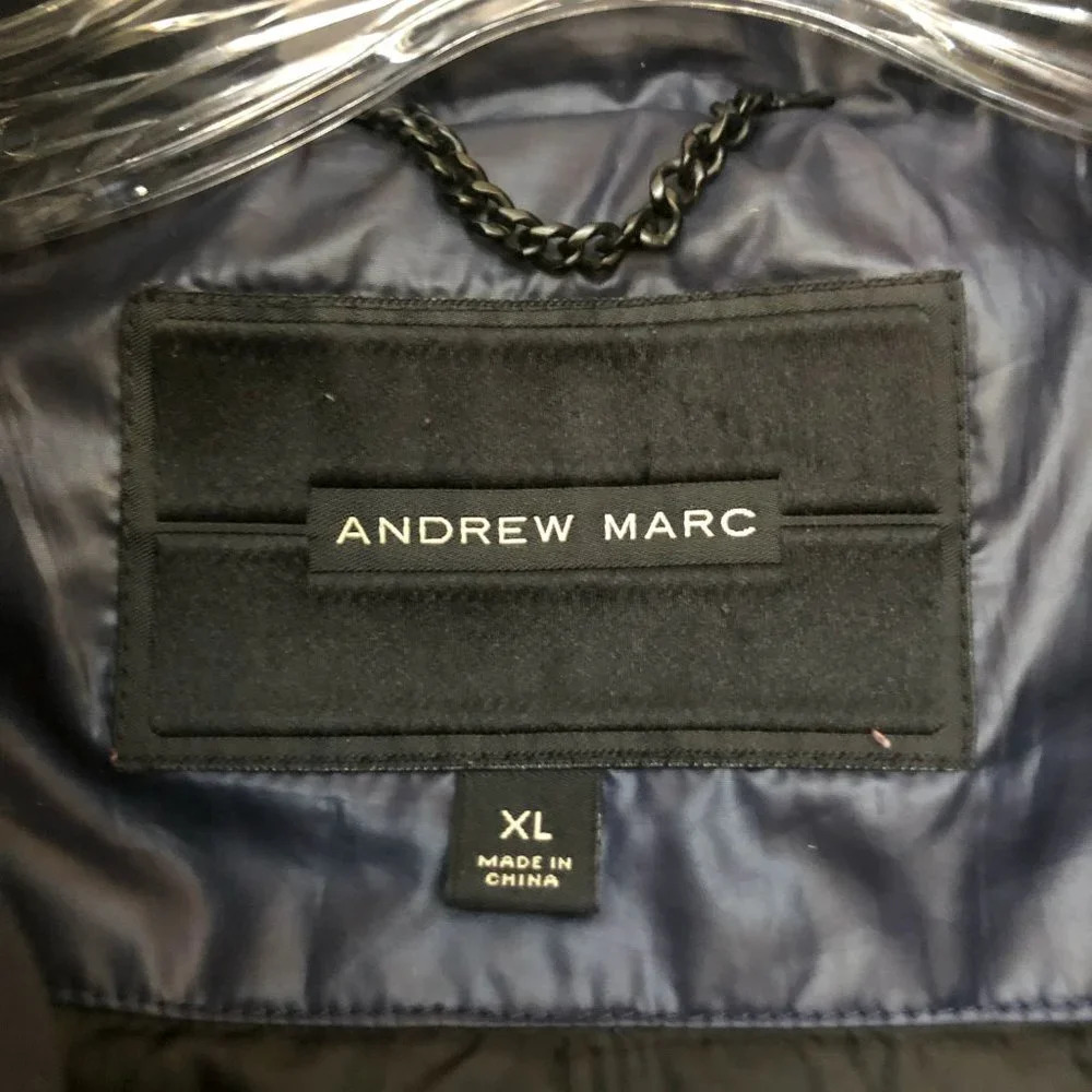Andrew Marc Waterfowl Feather Down Navy Winter Puffer Jacket Coat Women's XL - Picture 7 of 9